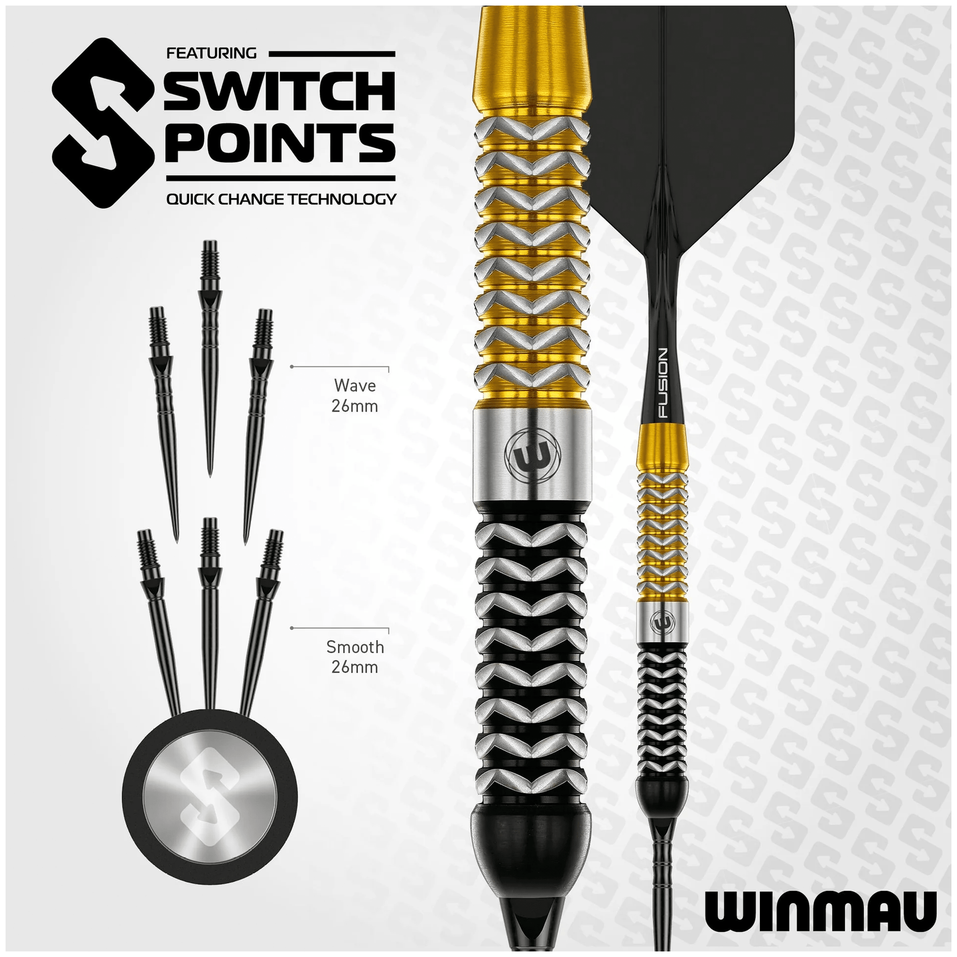 Winmau Exion Switch Point - 90% Tungsten Steel Tip Darts Darts