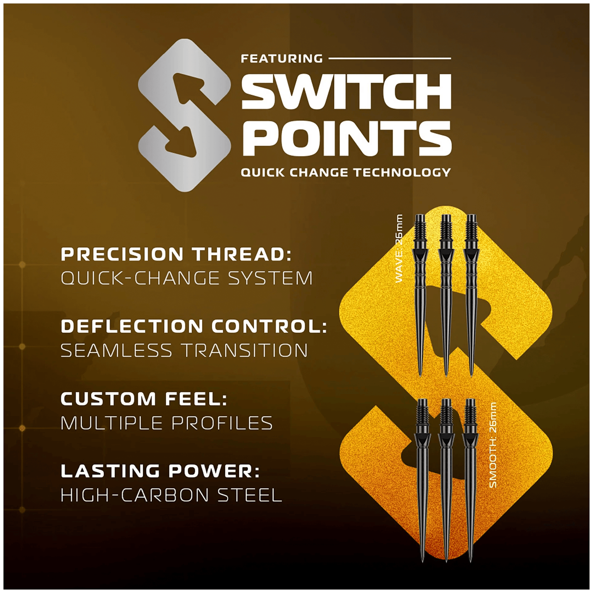 Winmau Exion Switch Point - 90% Tungsten Steel Tip Darts Darts
