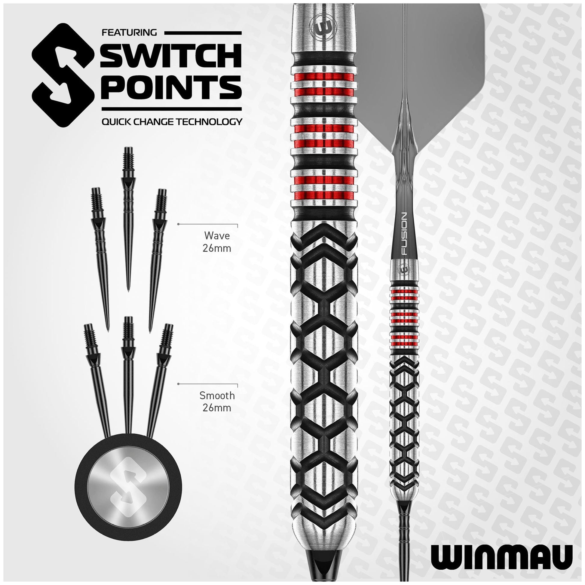 Winmau Fornax Parallel Switch Point - 90% Tungsten Steel Tip Darts Darts