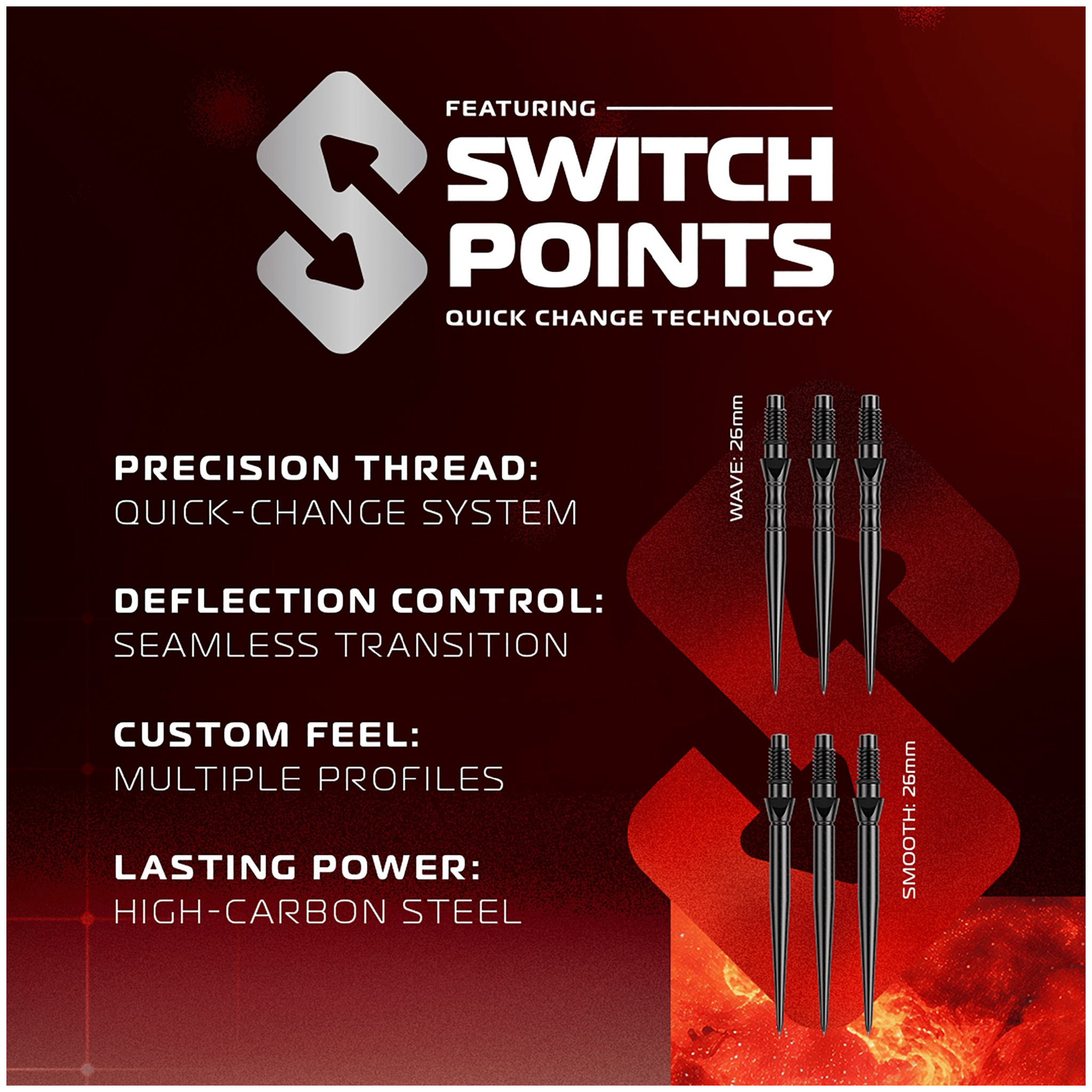 Winmau Fornax Parallel Switch Point - 90% Tungsten Steel Tip Darts Darts
