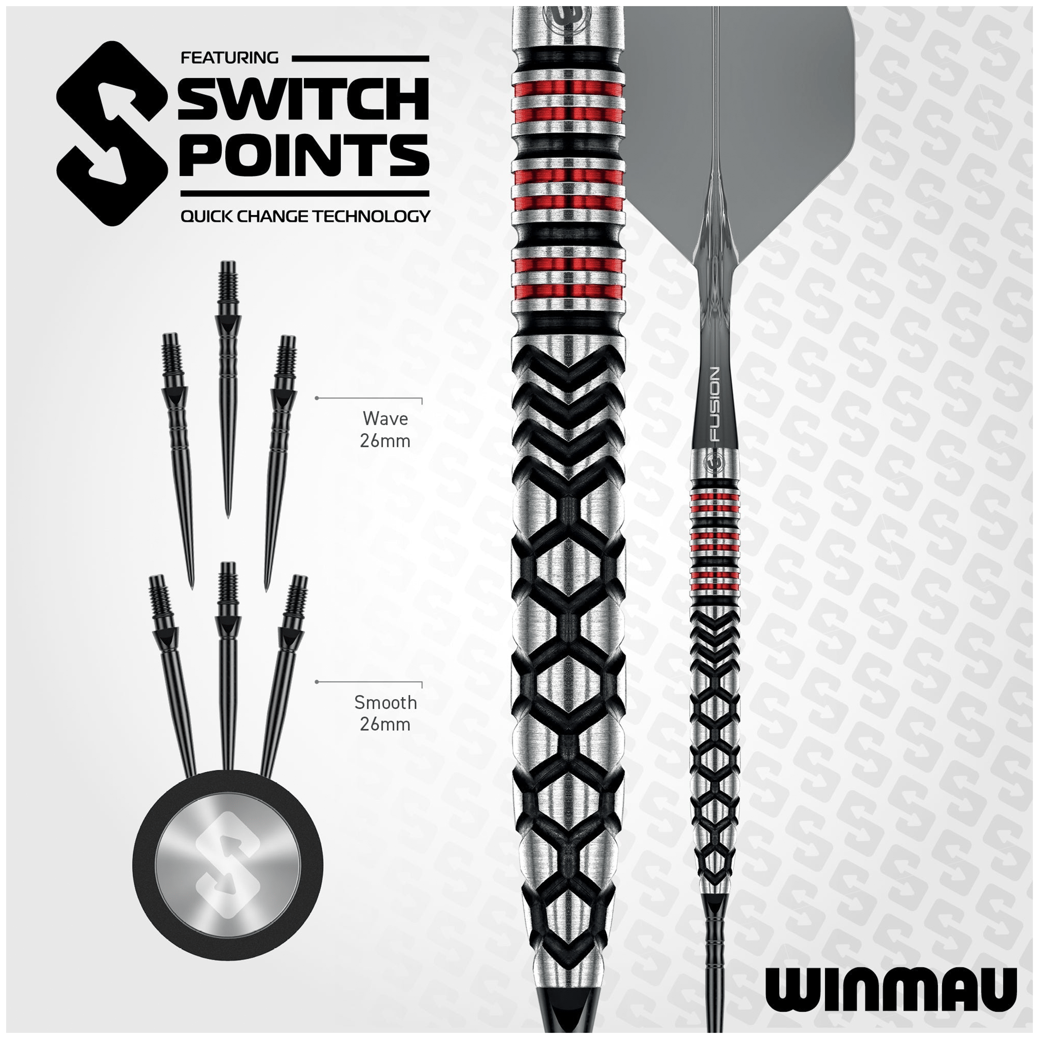 Winmau Fornax Tapered Switch Point - 90% Tungsten Steel Tip Darts Darts