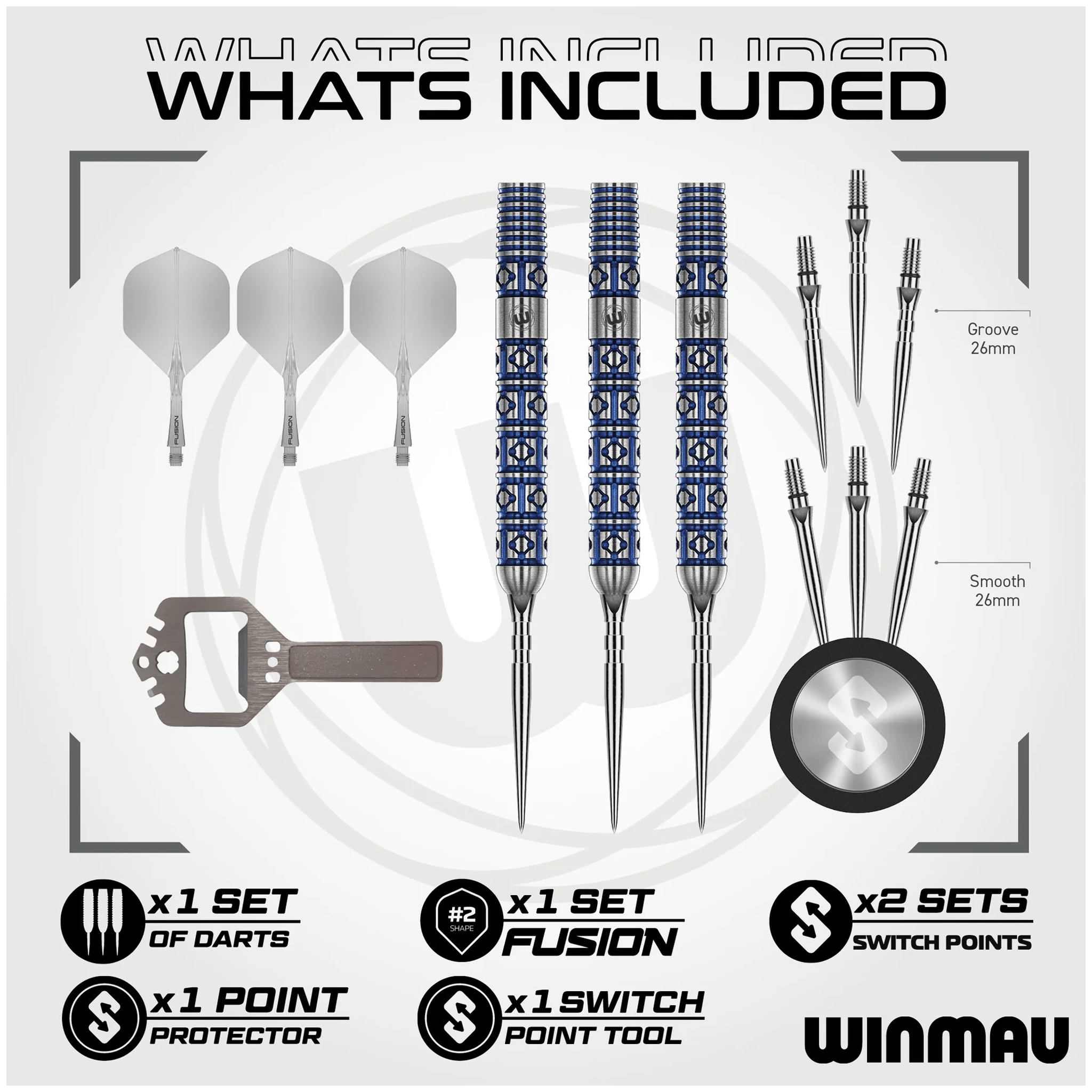 Winmau Lunaris Parallel Switch Point - 90% Tungsten Steel Tip Darts Darts