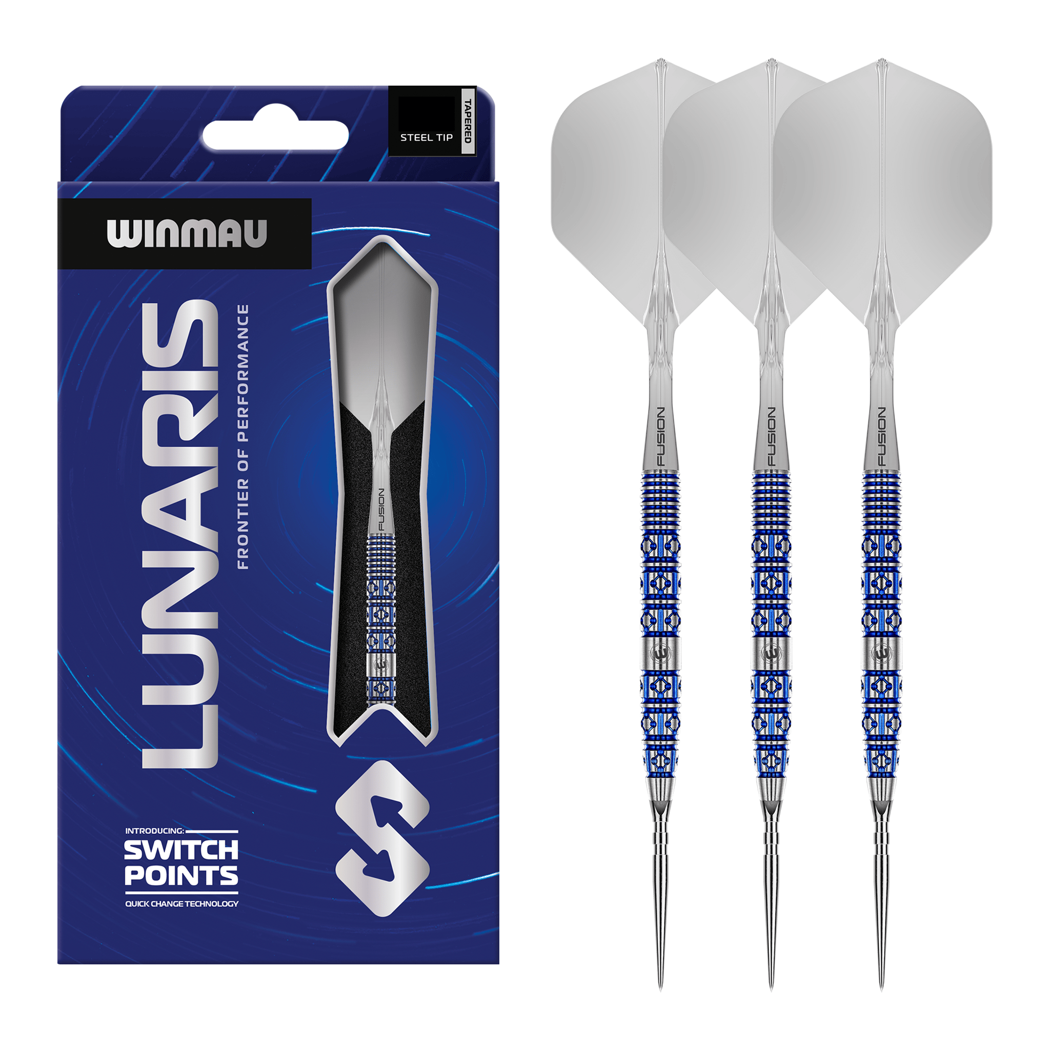 Winmau Lunaris Tapered Switch Point - 90% Tungsten Steel Tip Darts 22 Grams Darts