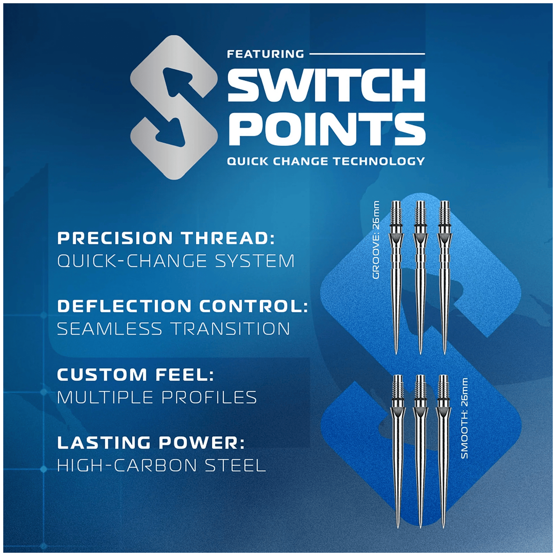 Winmau Lunaris Tapered Switch Point - 90% Tungsten Steel Tip Darts Darts