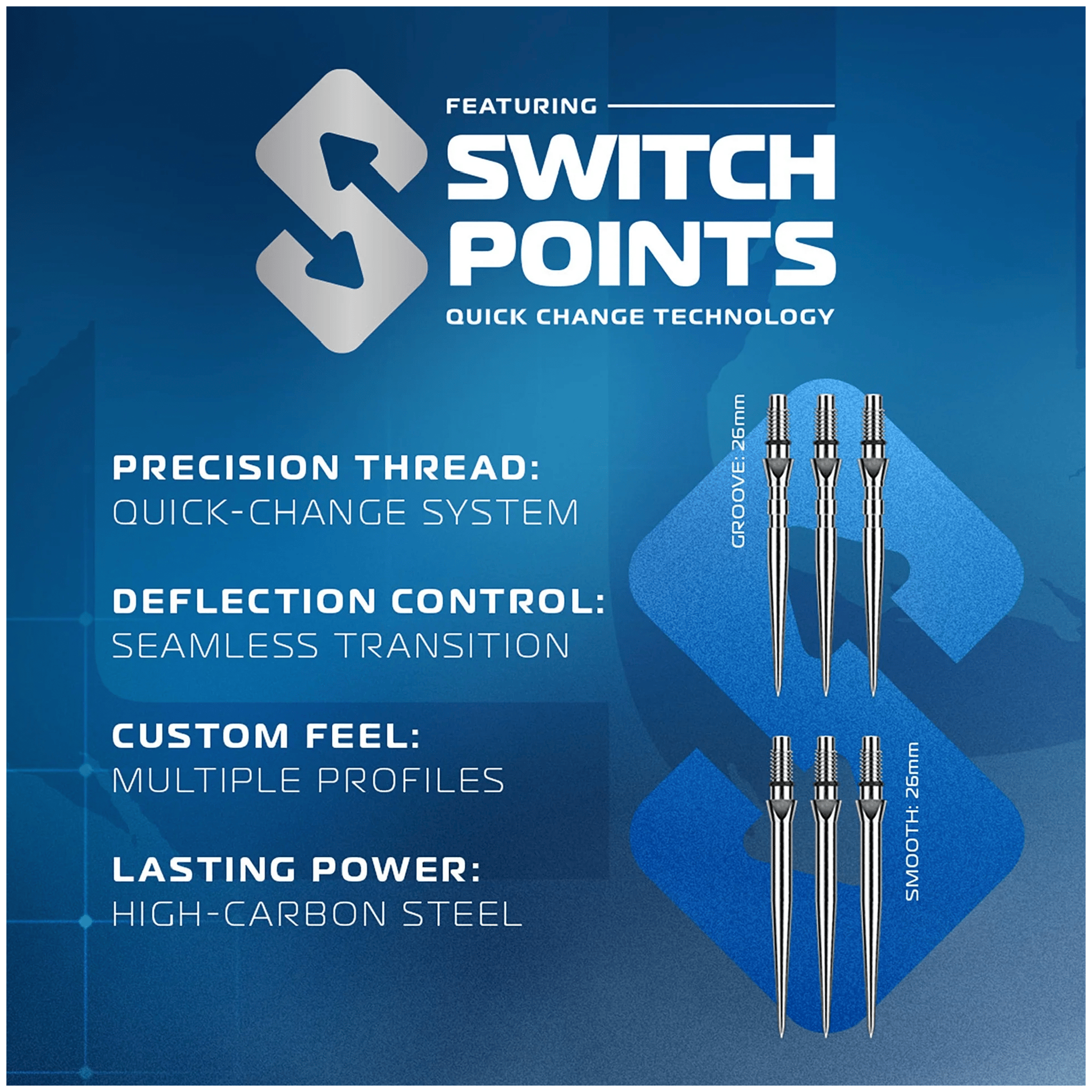 Winmau Lunaris Tapered Switch Point - 90% Tungsten Steel Tip Darts Darts