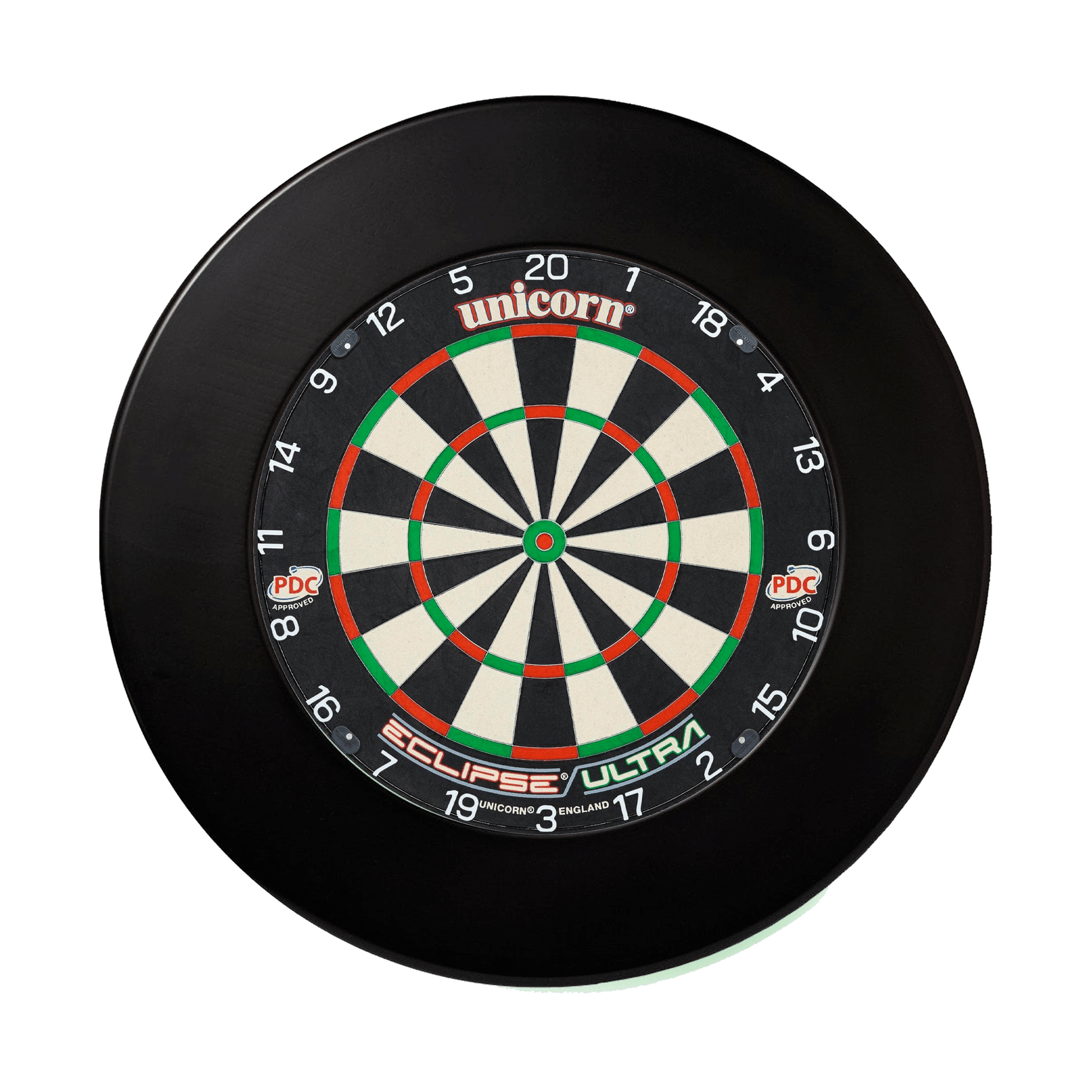 Darts Online Unicorn Eclipse Dartboard & 'Official PDC' Surround Bundle Ultra / Black Boards