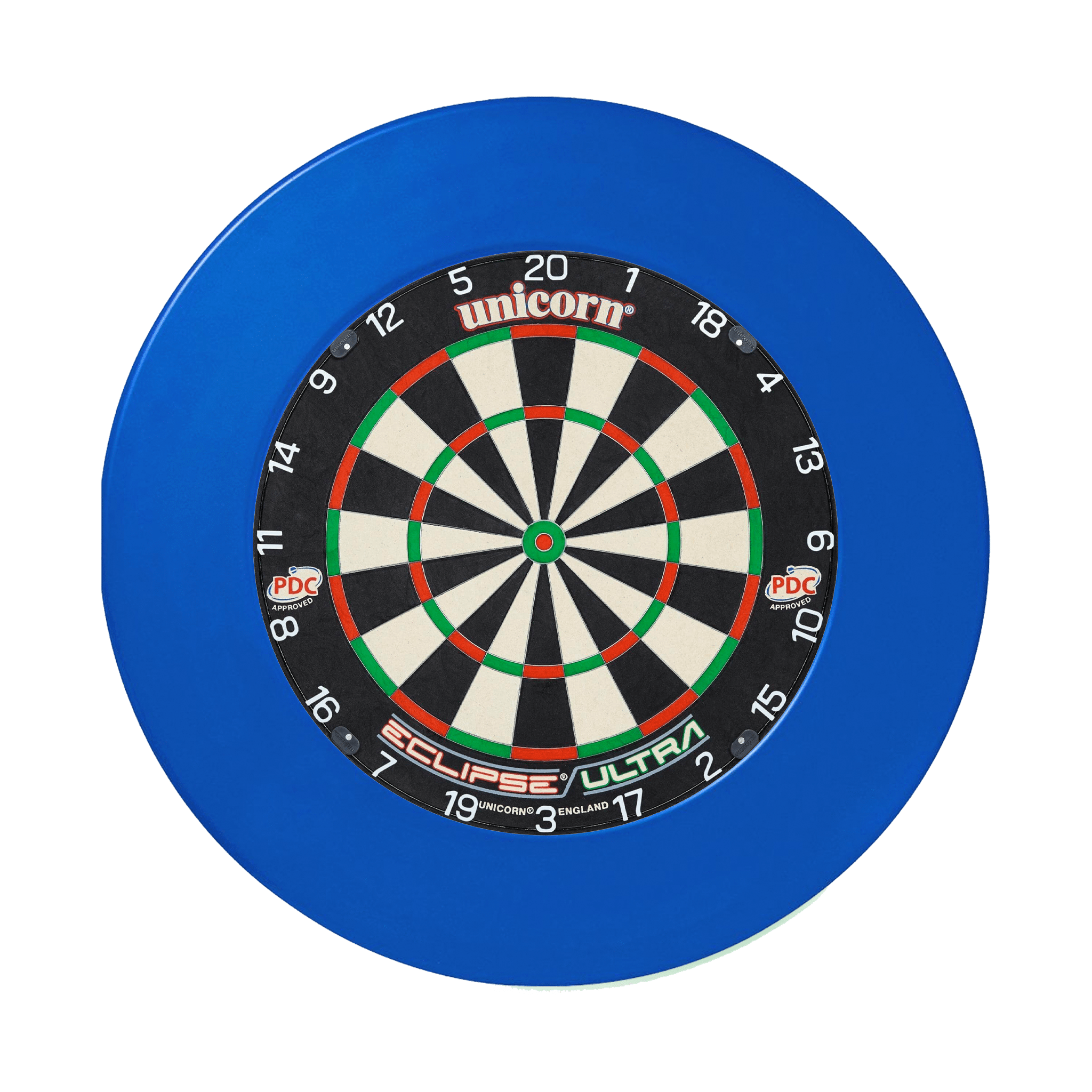 Darts Online Unicorn Eclipse Dartboard & 'Official PDC' Surround Bundle Ultra / Blue Boards