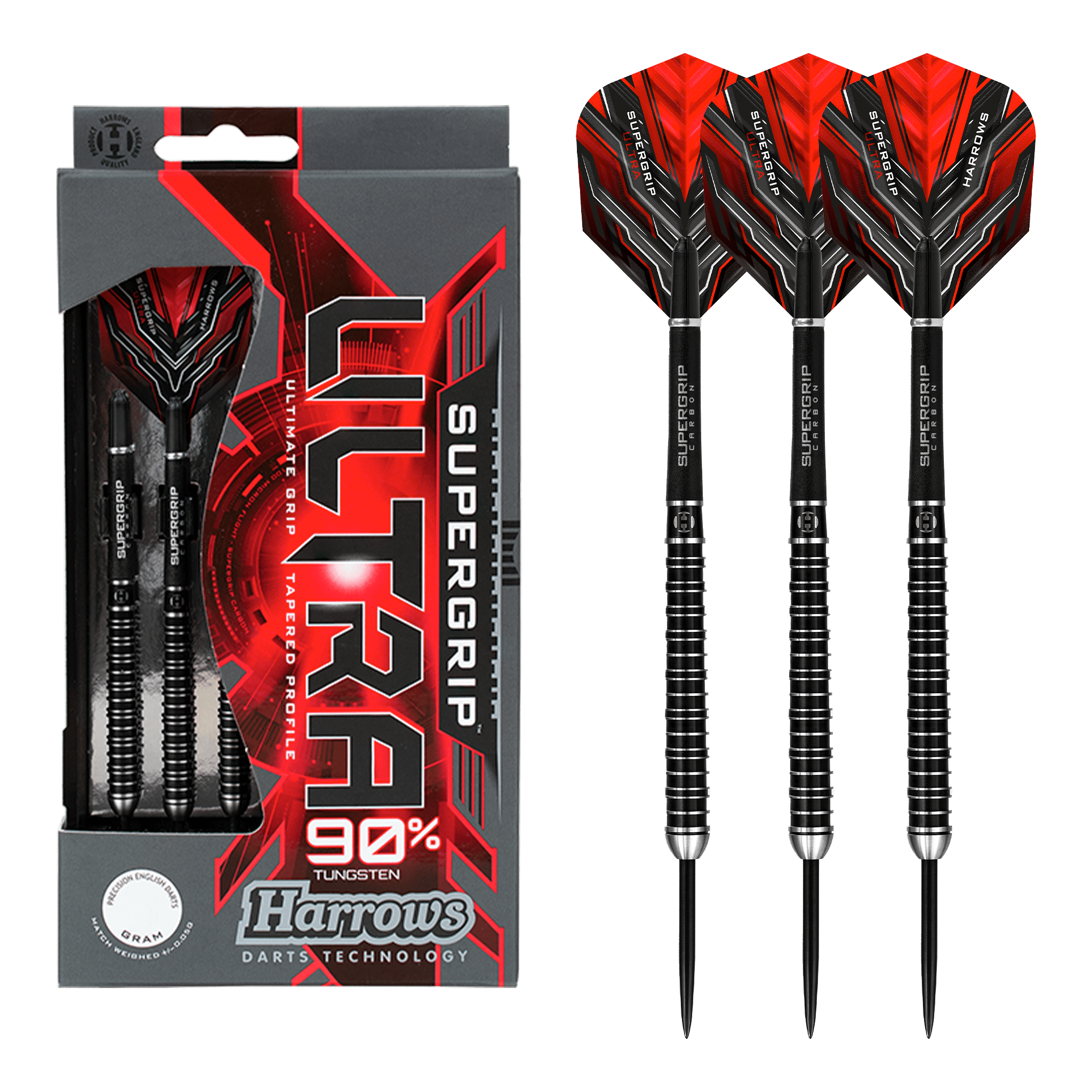 Harrows Supergrip Ultra Steel Tip Darts - 90% Tungsten - 21 Grams Darts