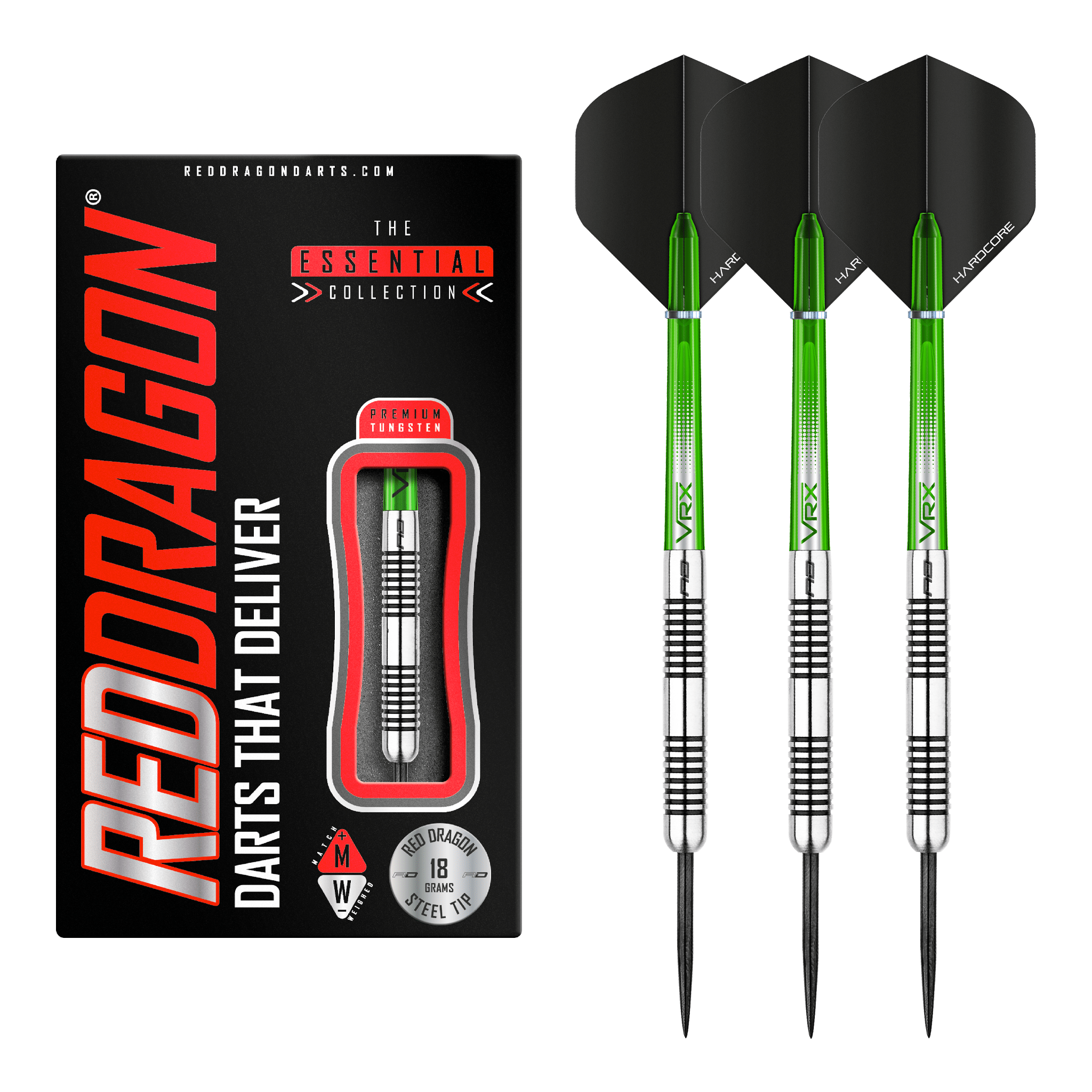 Red Dragon Featherlite 7 Steel Tip Darts - 85% Tungsten - 18 Grams Darts