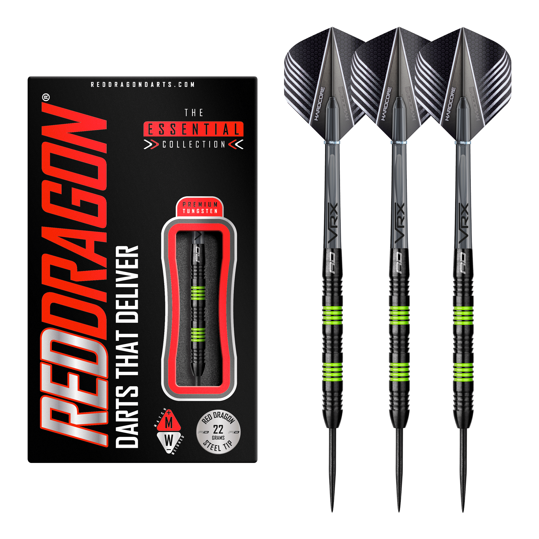 Red Dragon Freestyle Steel Tip Darts - 90% Tungsten - 22 Grams Darts
