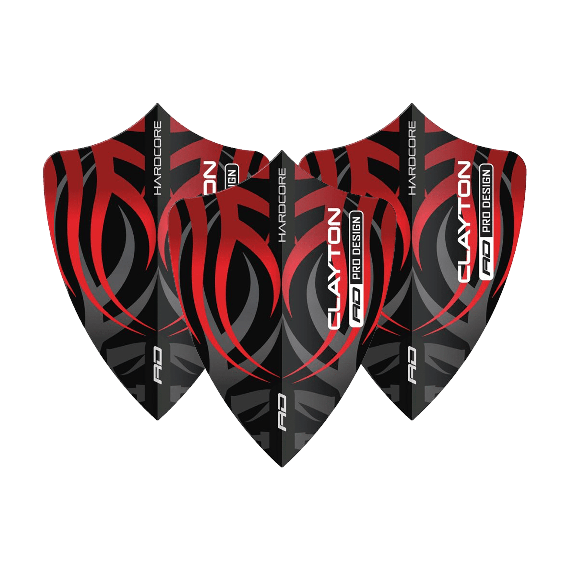 Red Dragon Jonny Clayton Pro Design - Hardcore Dart Flights Freestyle / Tribal Red Flights