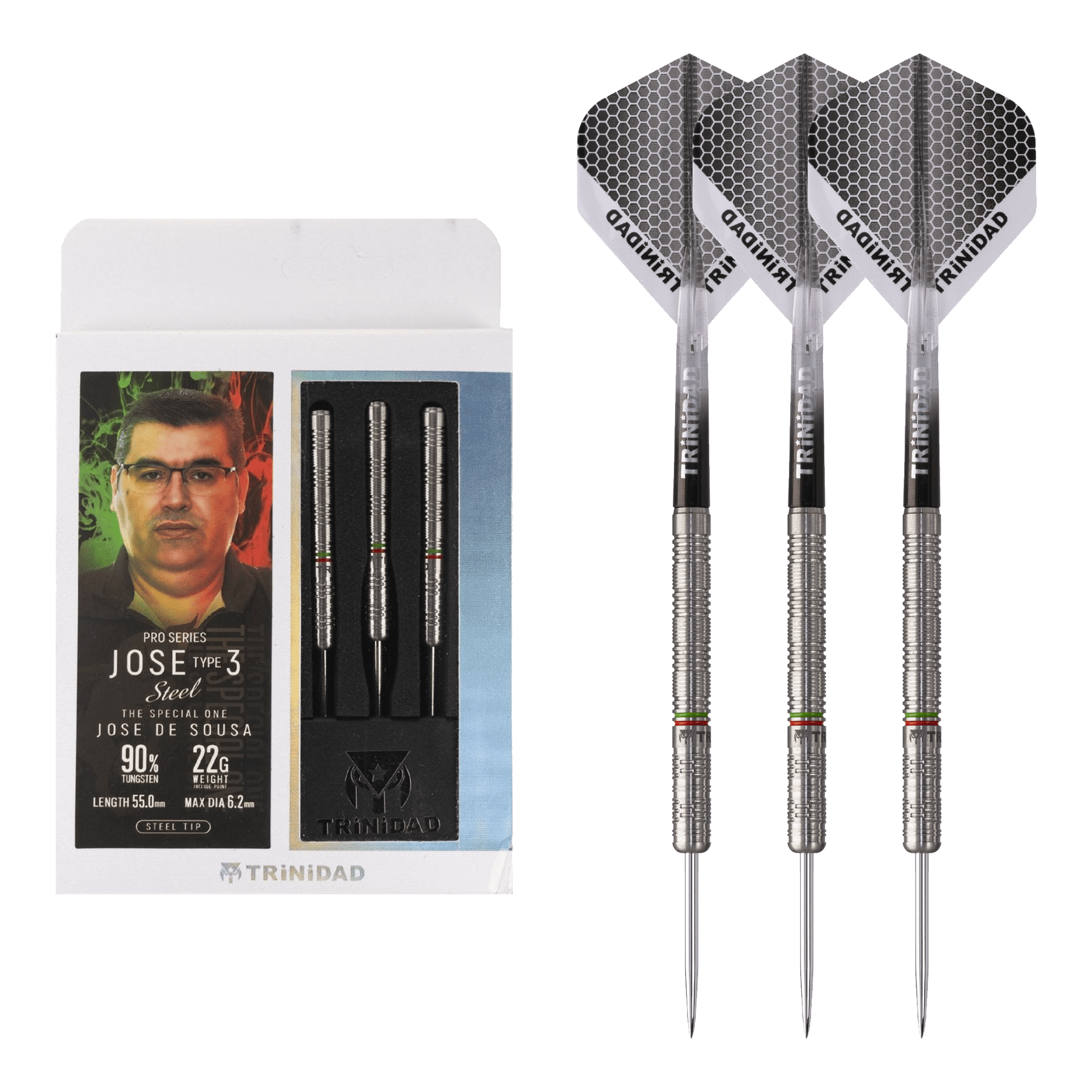 Trinidad Jose De Sousa Type 3  Steel Tip Darts - 90% Tungsten - 22 Grams Darts