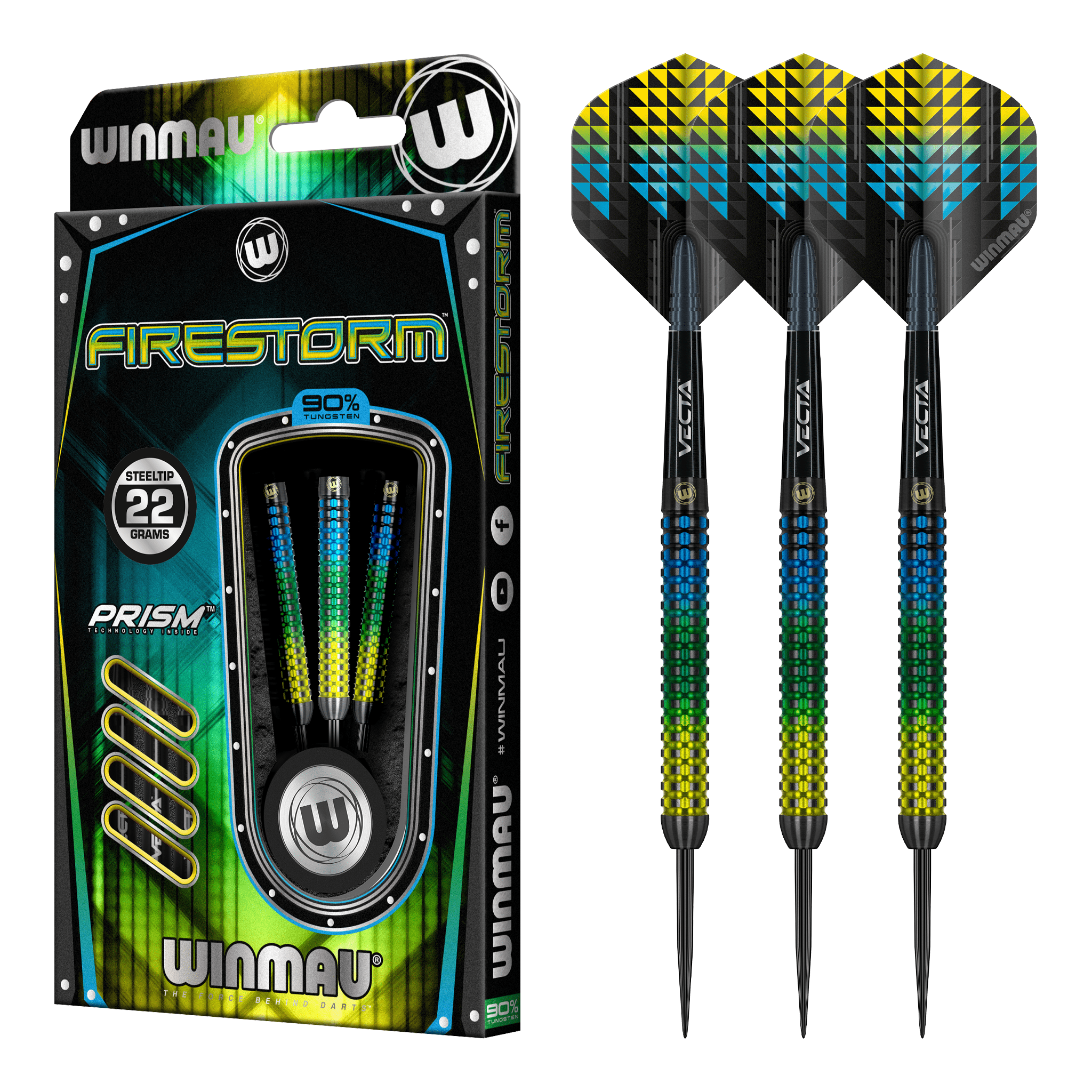 Winmau Firestorm - 90% Tungsten Steel Tip Darts 22 Grams Darts