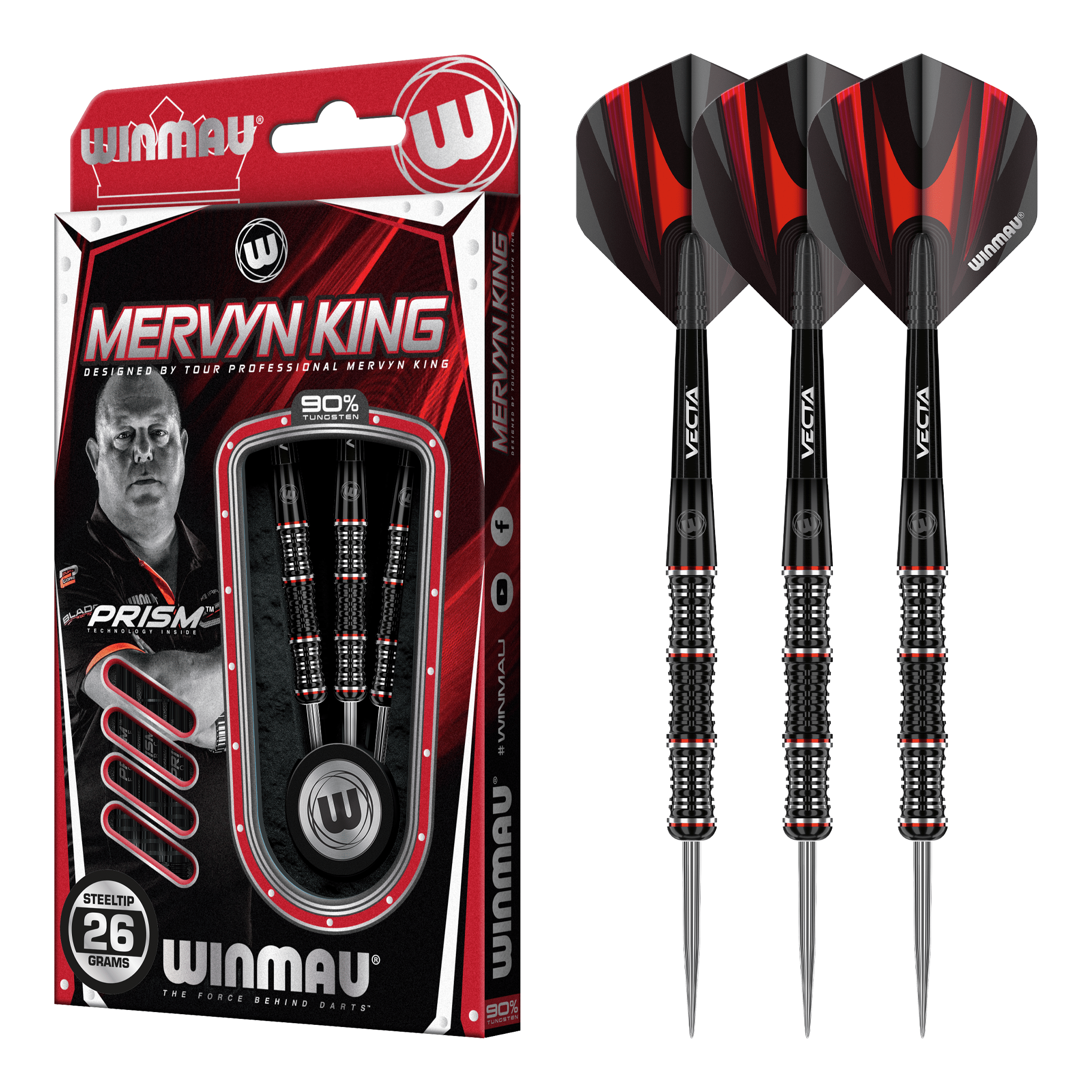 Winmau Mervyn King Special Edition - 90% Tungsten Steel Tip Darts 22 Grams Darts