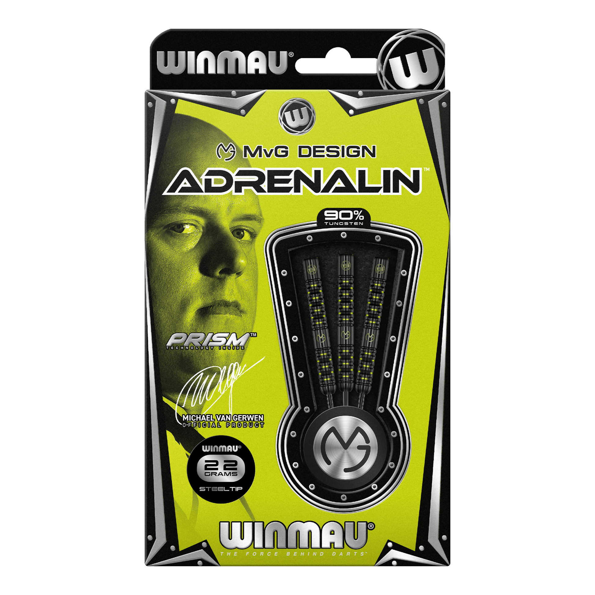 Winmau MVG Adrenalin Steel Tip Darts - 90% Tungsten - 22 Grams Darts