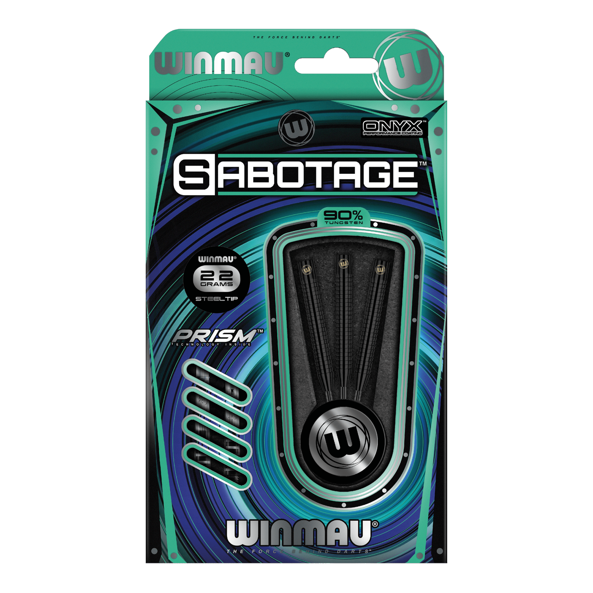 Winmau Sabotage Black Steel Tip Darts - 90% Tungsten - 22 Grams Darts